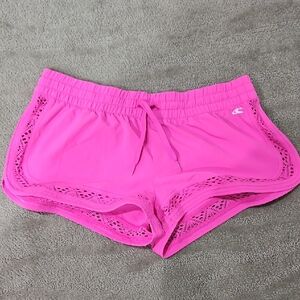 O'Neill Pink Athletic Or Swim Shorts with Curved Hem and Mesh Detailing